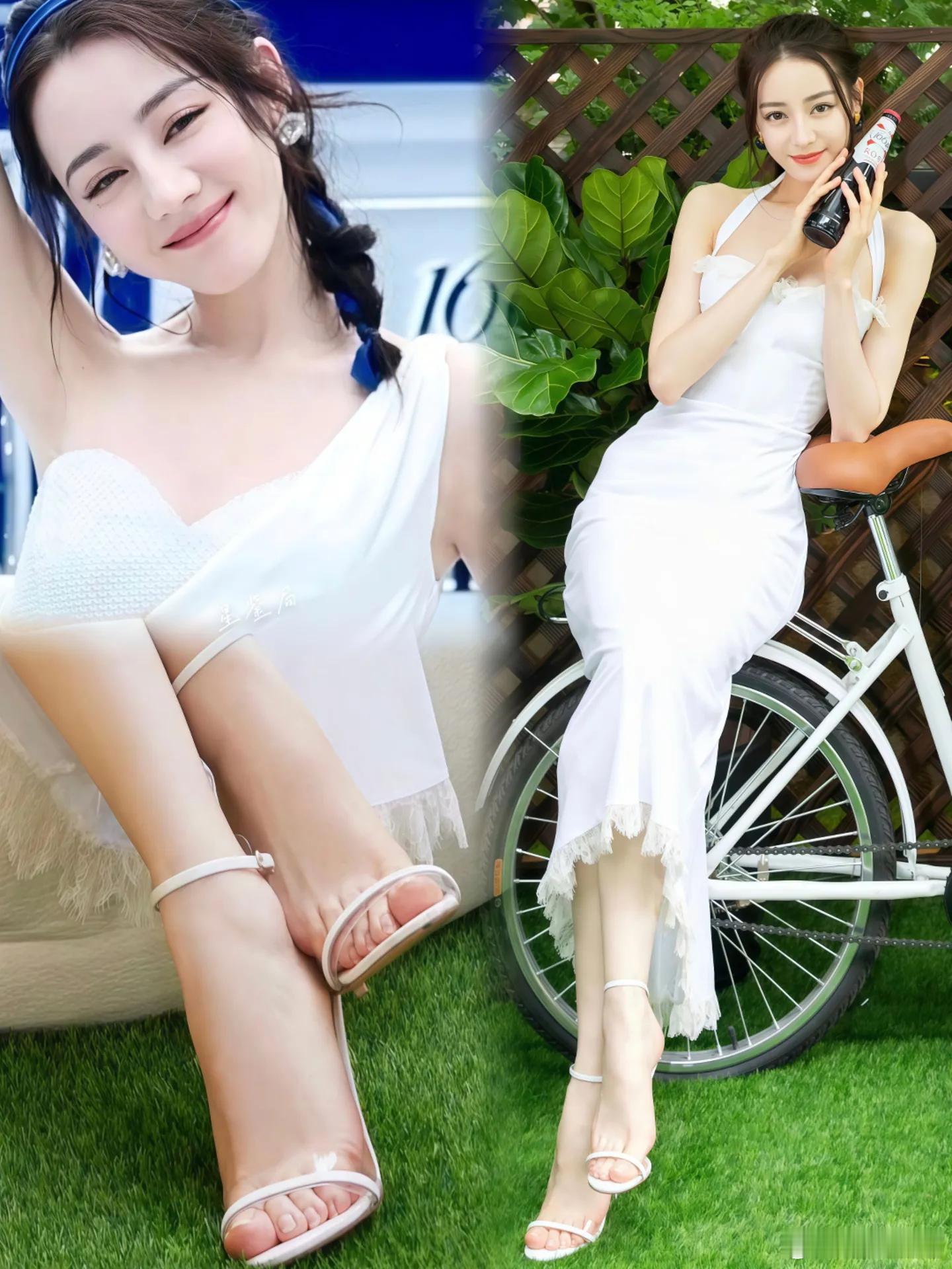 迪丽热巴白裙高跟。性感大长腿高颜值美女​​​