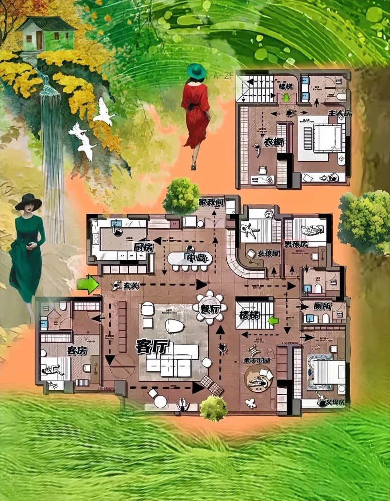 揭秘280㎡亲子宅最奢侈的布局，全靠“洄游动线”救场，绝了！