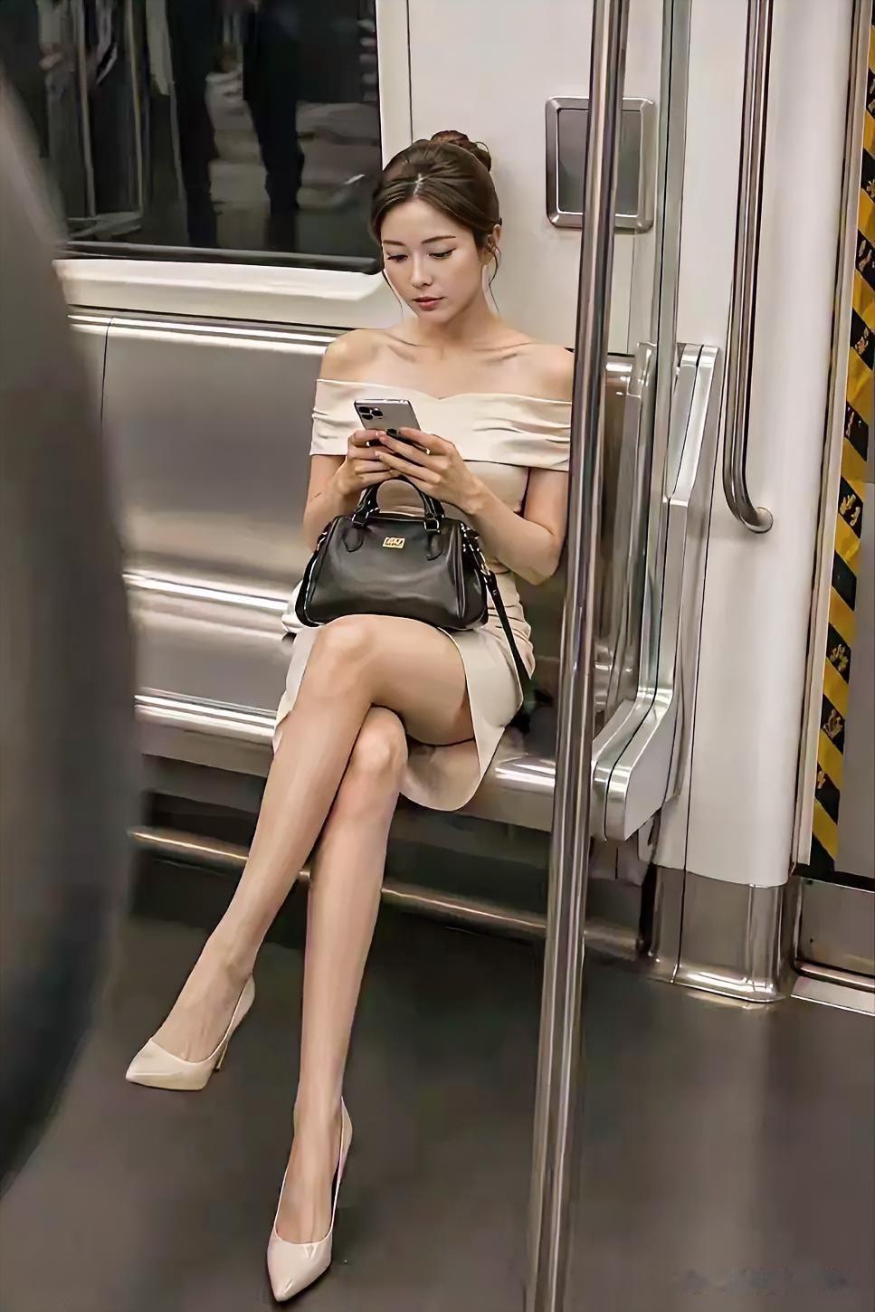 这是地铁上一道靓丽的风景线[大笑]！多少人的目光都集中在她身上，漂亮大方就是招人