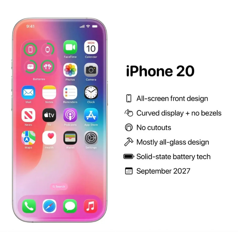 苹果首款曲面iPhone外观渲染图曝光传说中的iPhone20/2027来