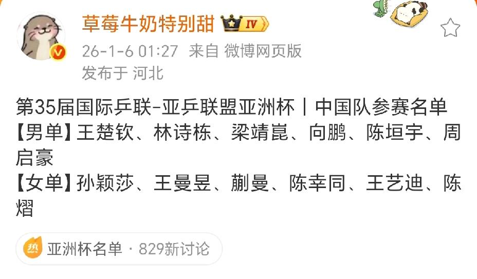 亚洲杯名单大半夜出，不知道是惊喜还是惊吓。王楚钦、孙颖莎名字赫然在列，虽