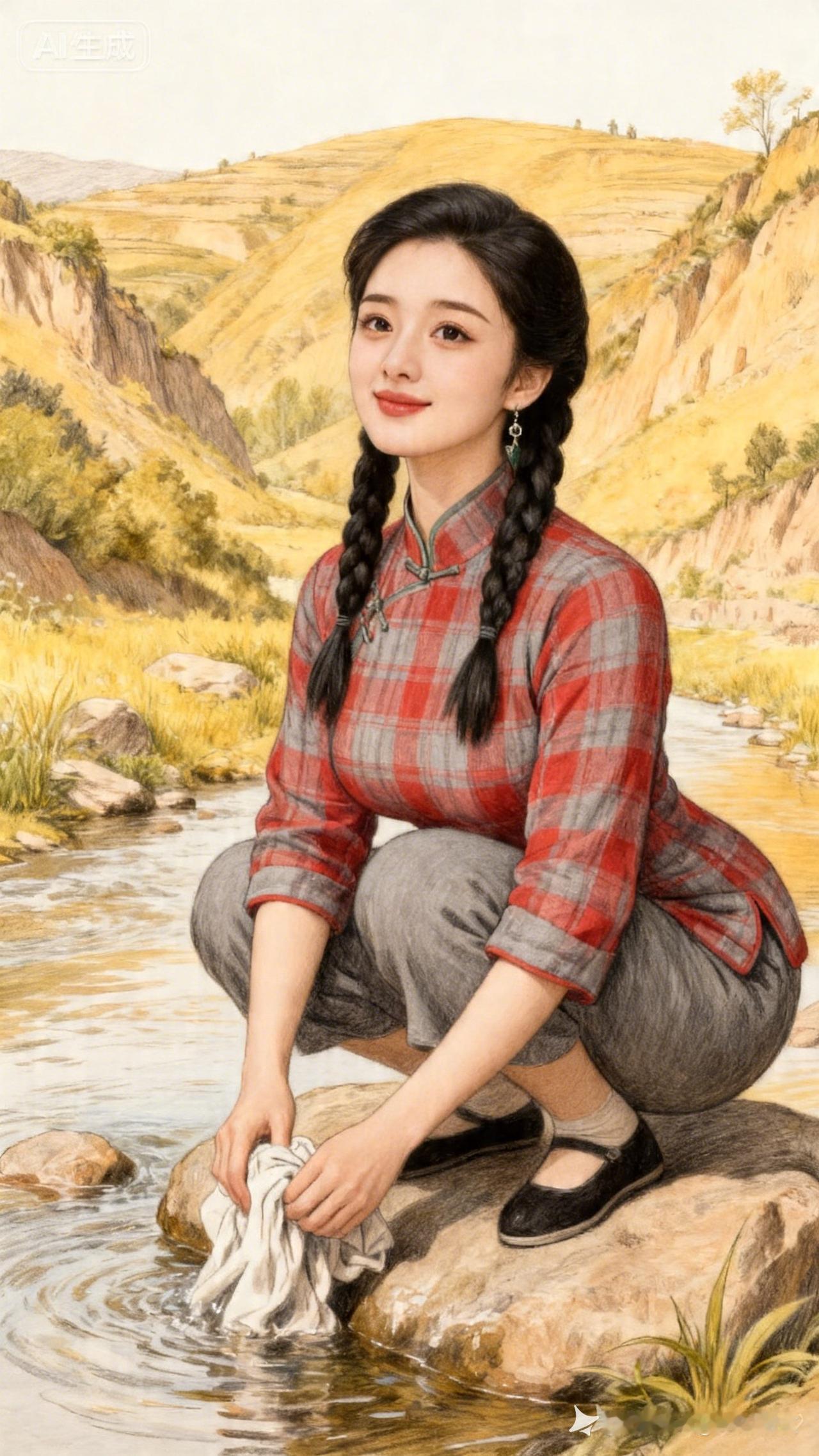 在山间小溪边，感受自然的宁静与美好。