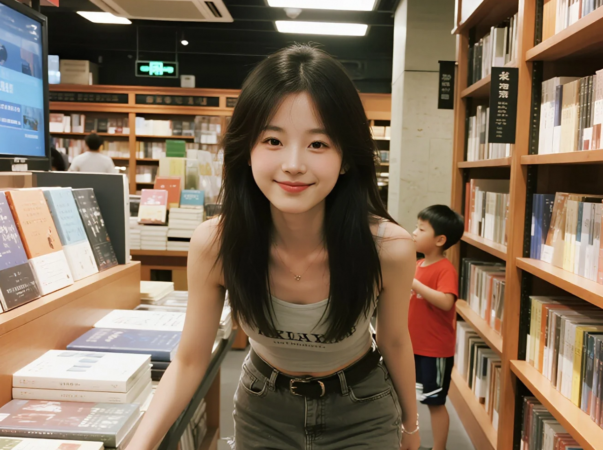 看书还是看我？温柔小姐姐在书店里成为了全场焦点！