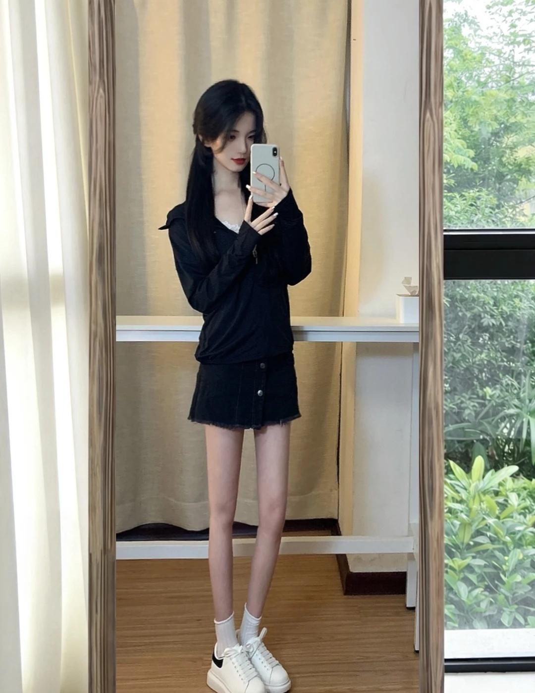 Allblack🖤来拍照了今日穿搭