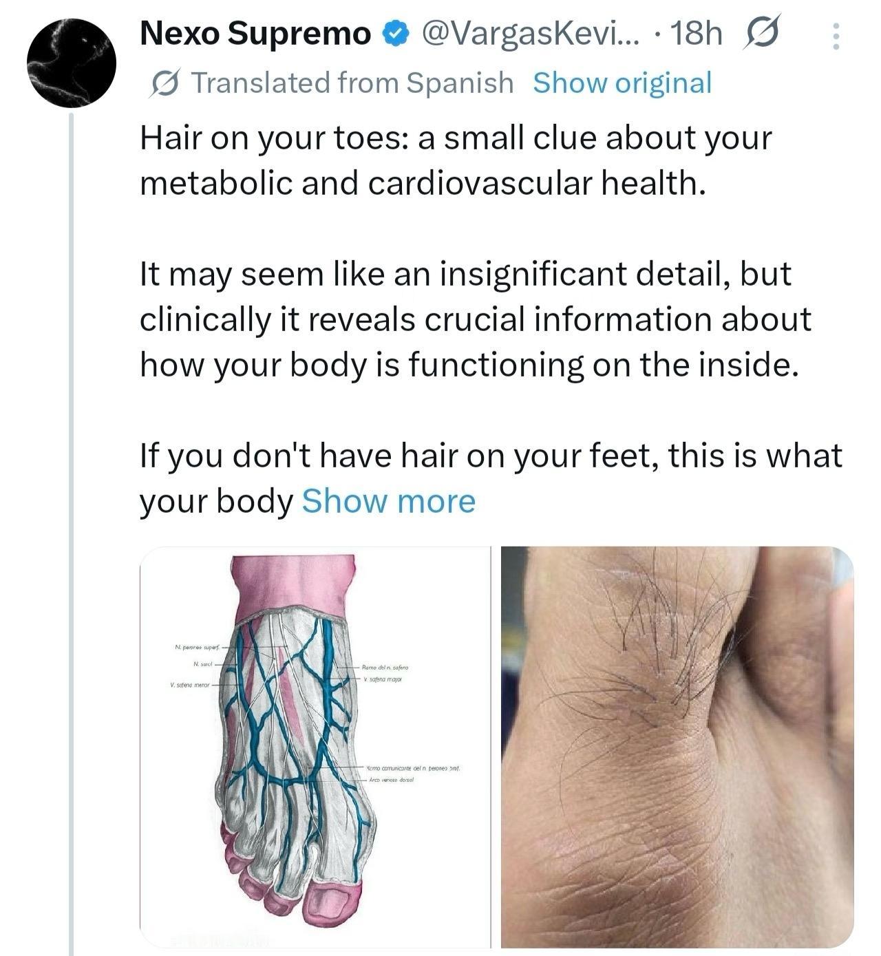 脚拇指上有没有毛竟然可以反映健康状态​脚上有毛=血液循环和供氧良好​皮肤
