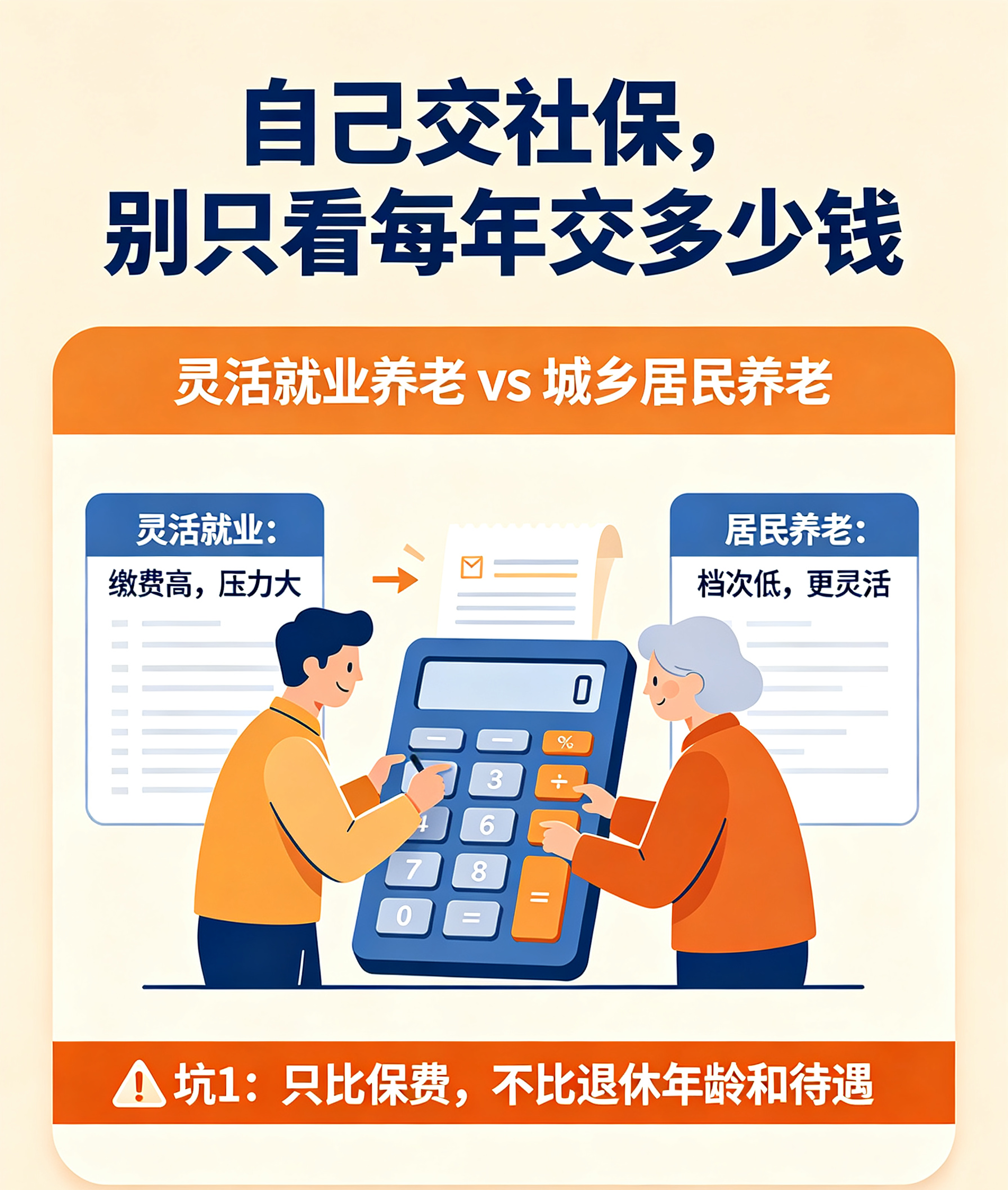 自己交养老保险，选灵活就业还是城乡居民养老？一文讲清楚很多自己交社保的朋友，一上来就踩大坑！以为交得
