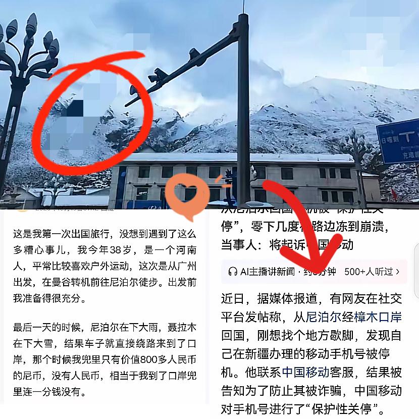 零下好几度冻得发抖，兜里只有没用的尼币，手机还被移动停了机——这哪是“保护”