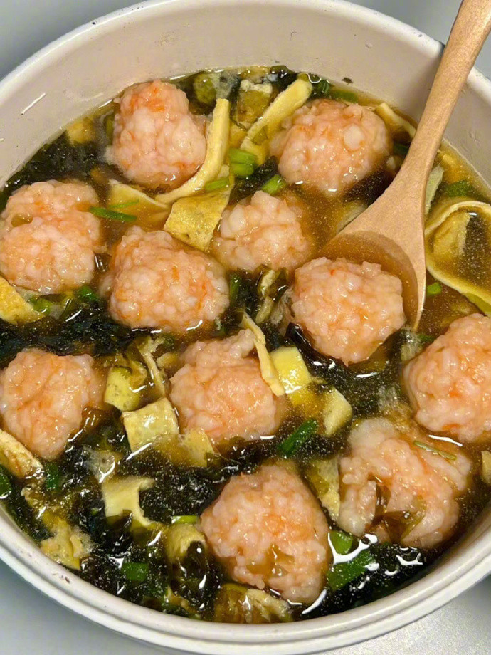 减脂期超爱的虾滑紫菜汤🤩🤩​​​