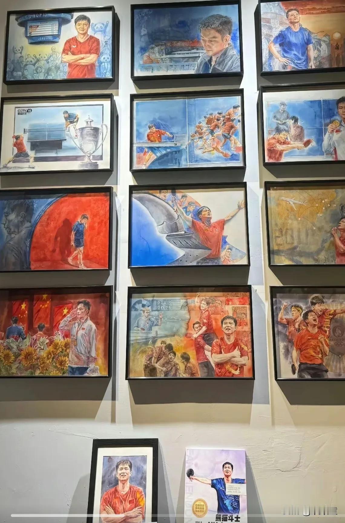什么是铁粉？鲁迅美术学院的一名学生，画了多张樊振东的经典瞬间的图片，在学员展览