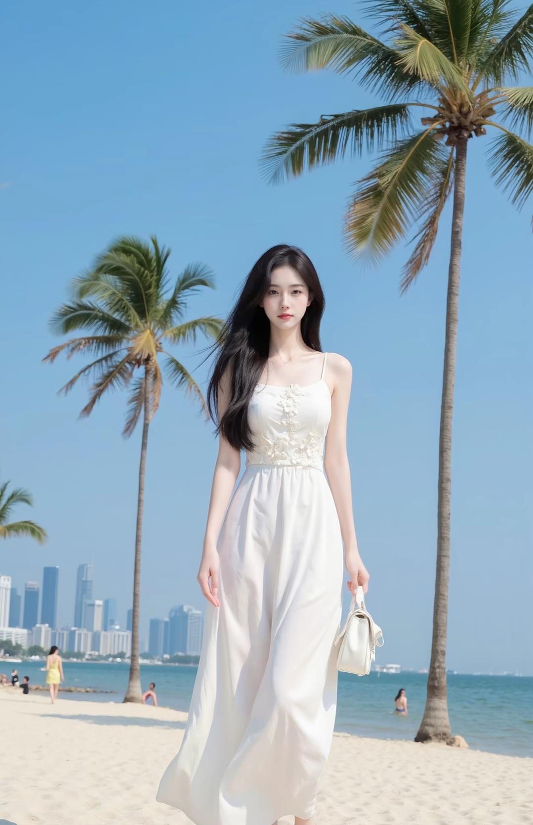 回想起那清爽的夏日，和你一起在海滩漫步，那白色飘逸的长裙到如今依然记忆犹新。阳光