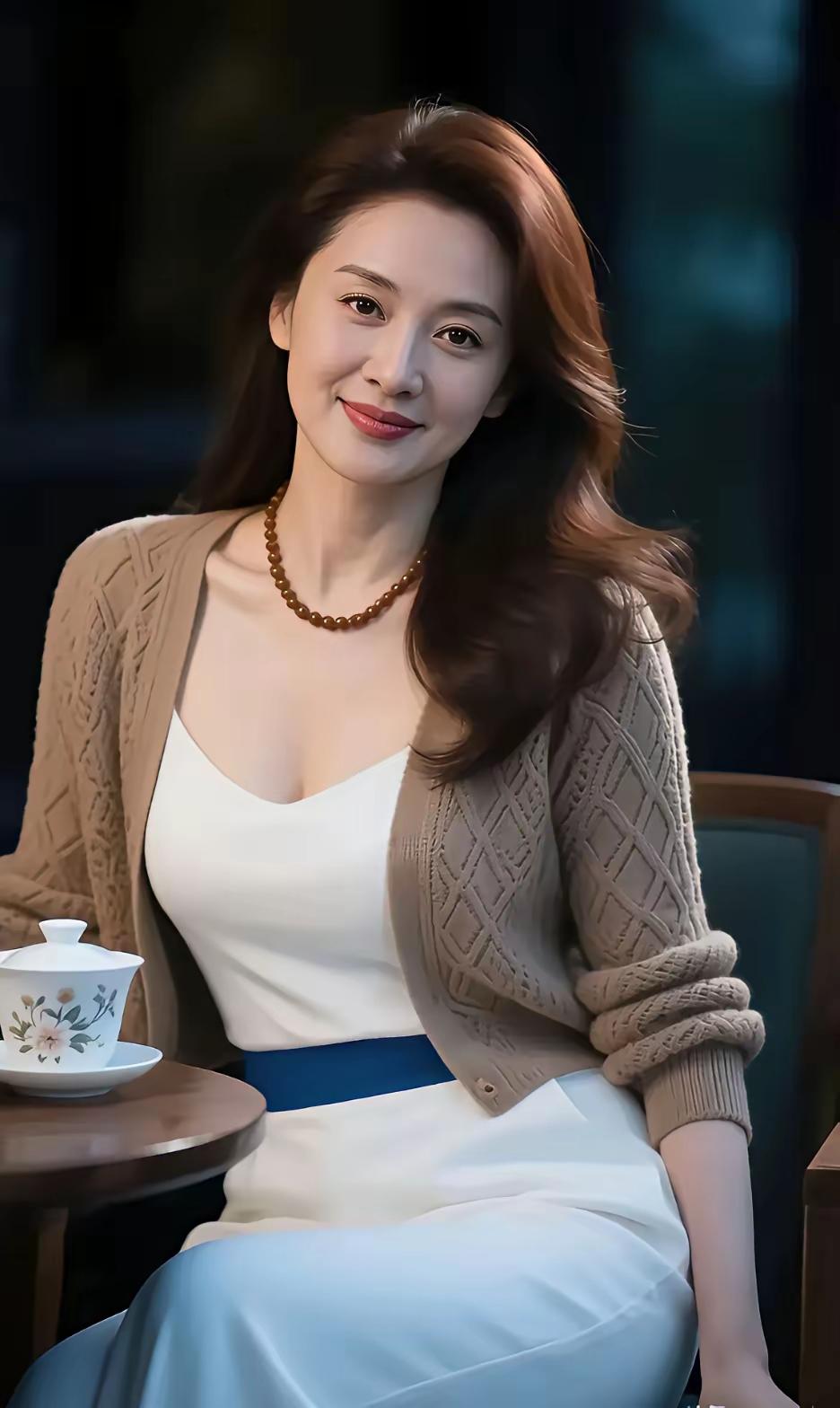 清江引·雅室闲情暖衫轻着姿韵俏，浅笑依雅道。玉盏翠香浮，珠璎颈间绕。卷