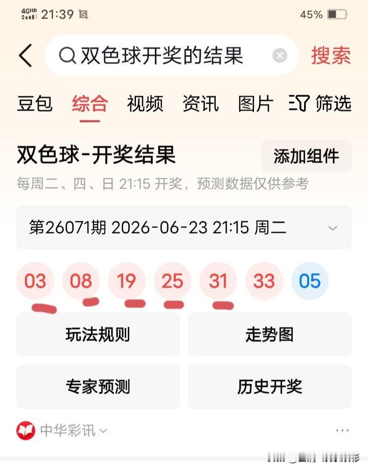 豆包给的号中五个，自选的中了一个蓝号，就是忙的没时间打票[捂脸哭]