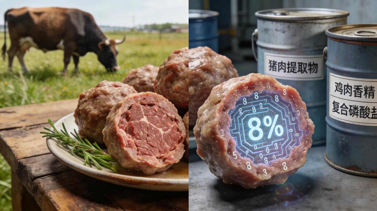 牛肉丸里究竟有多少牛肉？｜“315”特别策划。“国家规定的标准是牛肉丸里加8%牛