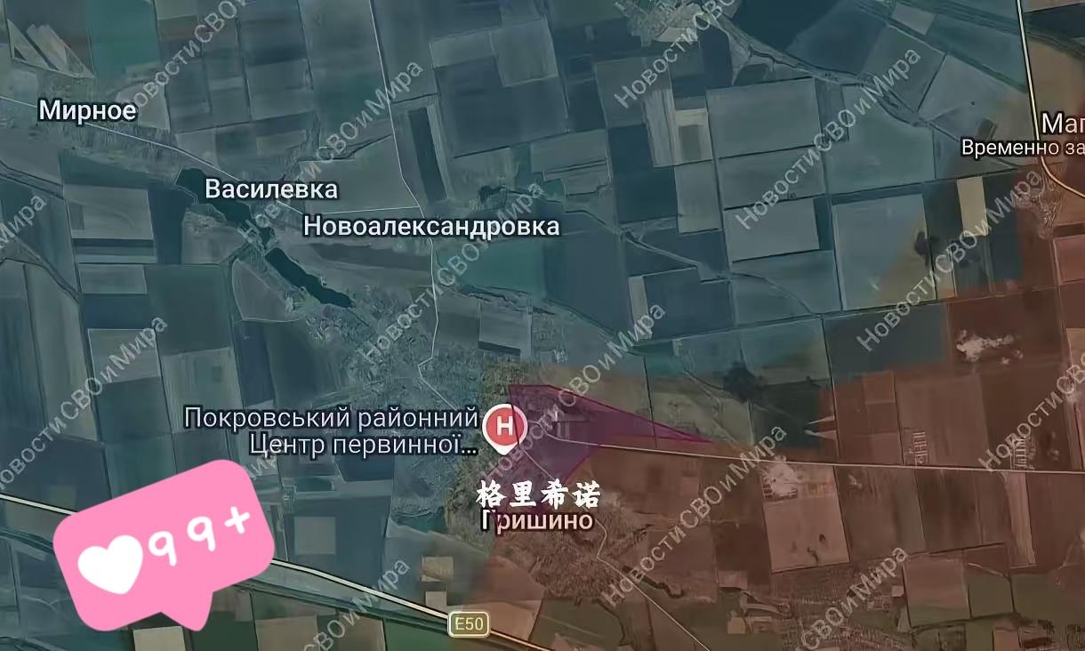 俄军中部集群突击队攻下了红军城西北格里希诺镇中心，后续推进将会更快。拿下格里希诺