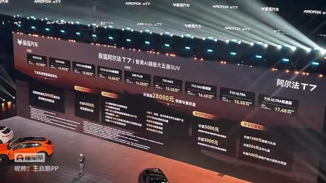 极狐阿尔法T7预售价格直接杀疯了