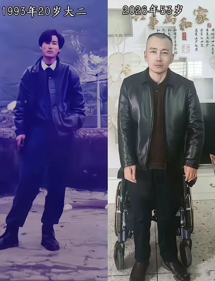 这应该是一个人不同时期的两张照片，1993年时，他20岁，正在读大二，看起来英姿