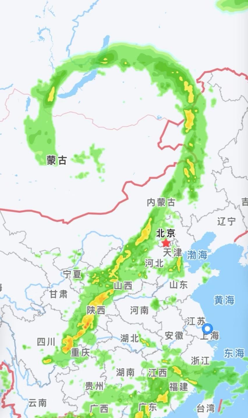神奇的降雨带为什么降雨带呈现这个形状呢？大体沿着山脉，陆地冷气团遇到暖气团，