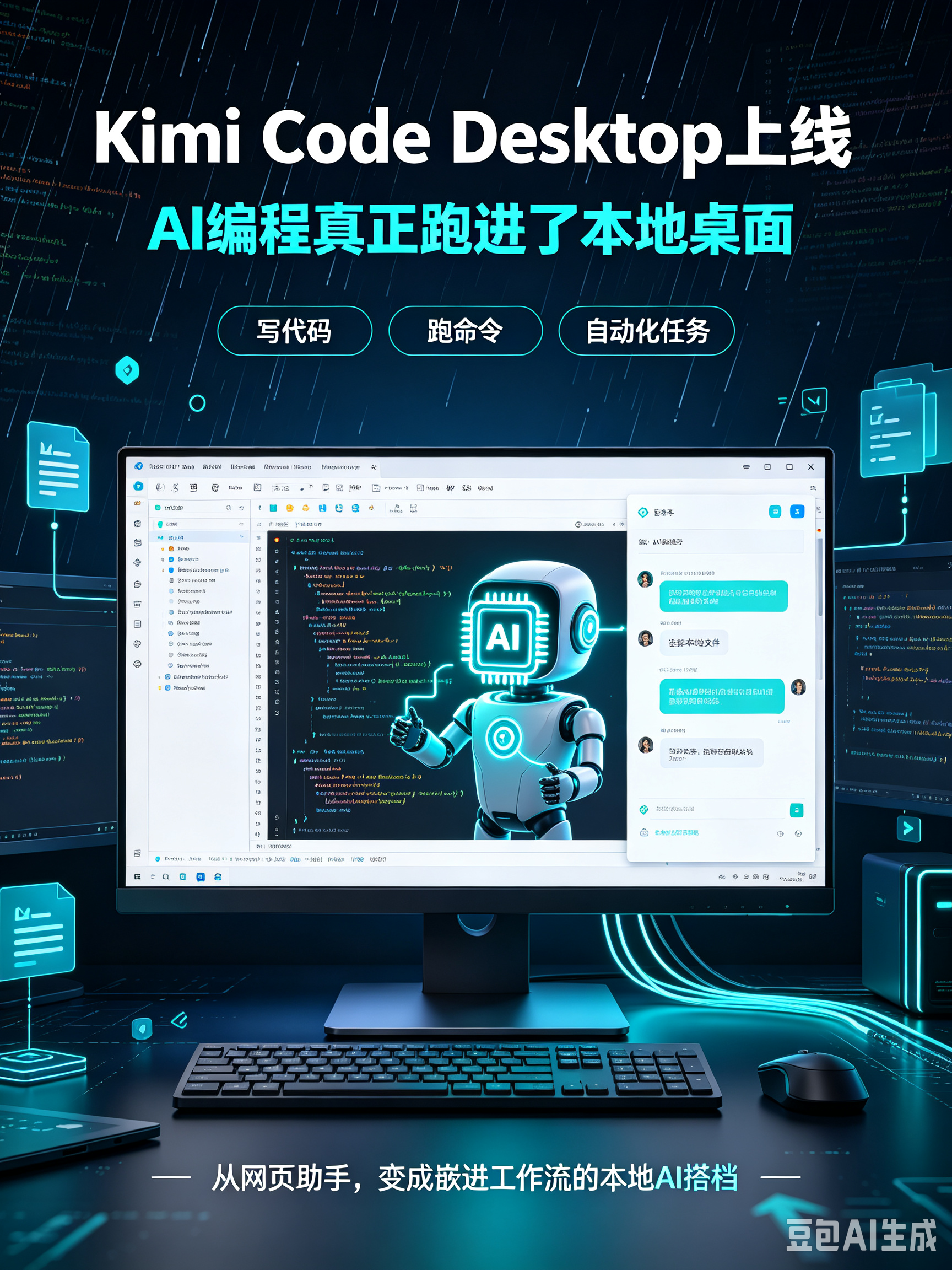 Kimi把AI编程工具做到桌面端了，正式发布KimiCodeDesktop，直接在本地桌面环境里写代