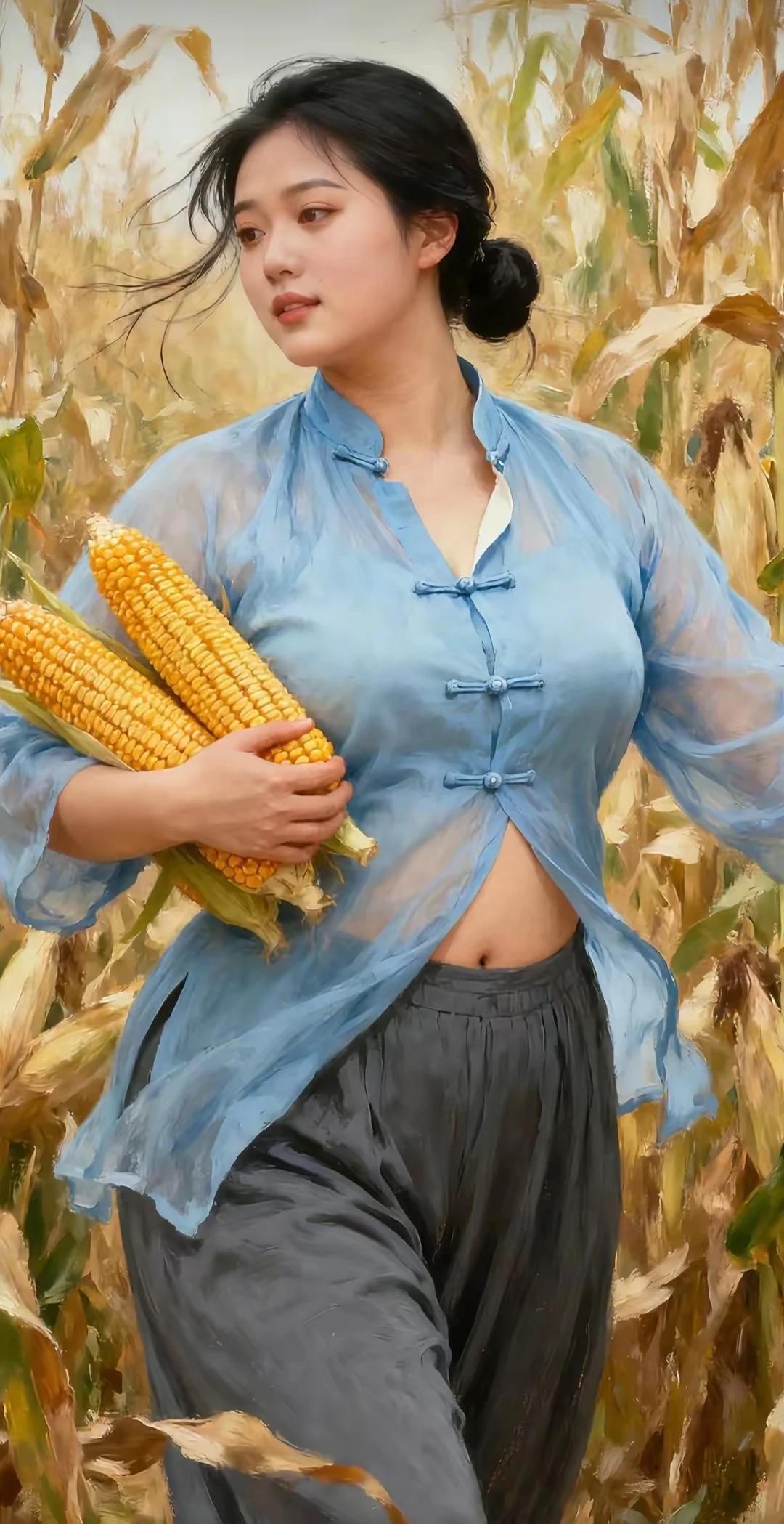 高粱红了频点头，玉米熟了怀中楼。颗粒归仓要珍惜，春种秋收乐悠悠。