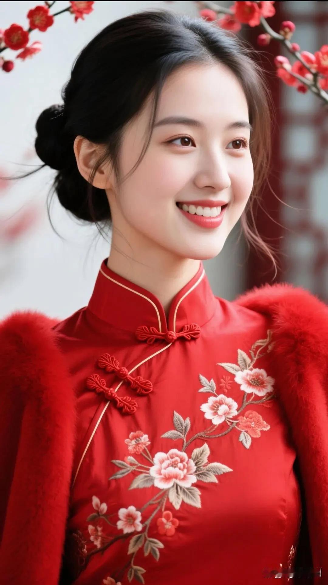 旗袍雅致衬娇容，嫣然一笑百媚生。