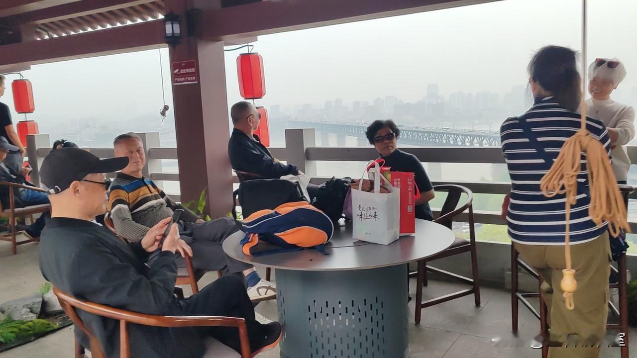 我们在武汉市汉阳龟山公园观光台瞭望雄伟的武汉长江大桥！🍎🇨🇳🍎汉阳龟山风