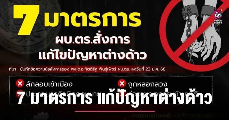 7天内见成效！泰国警察总署出台7项措施解决外国人跨国犯罪问题！1月25日，泰国