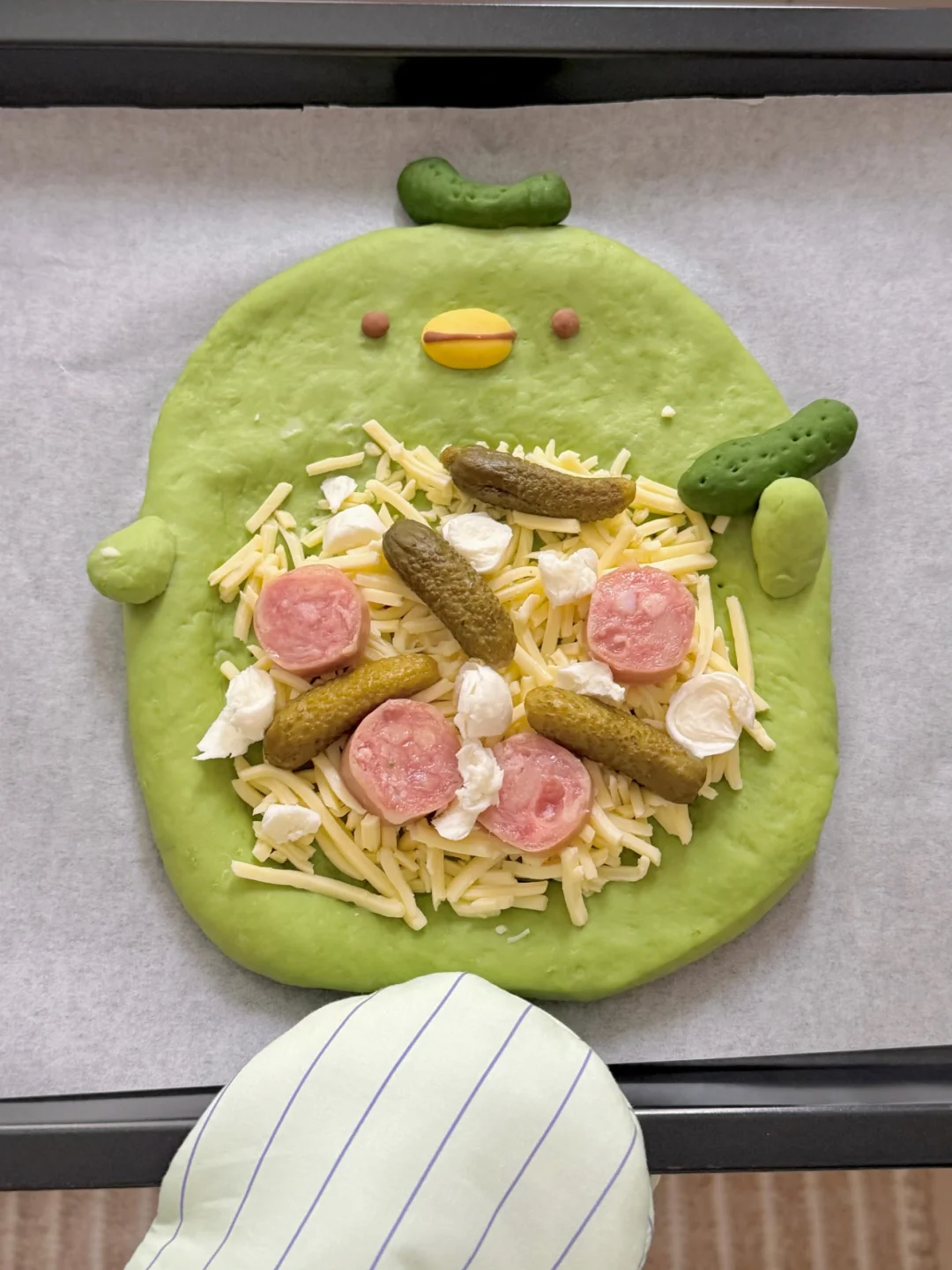 💚(〃• ө •〃)🥒绿鹅酸黄瓜火腿披萨～