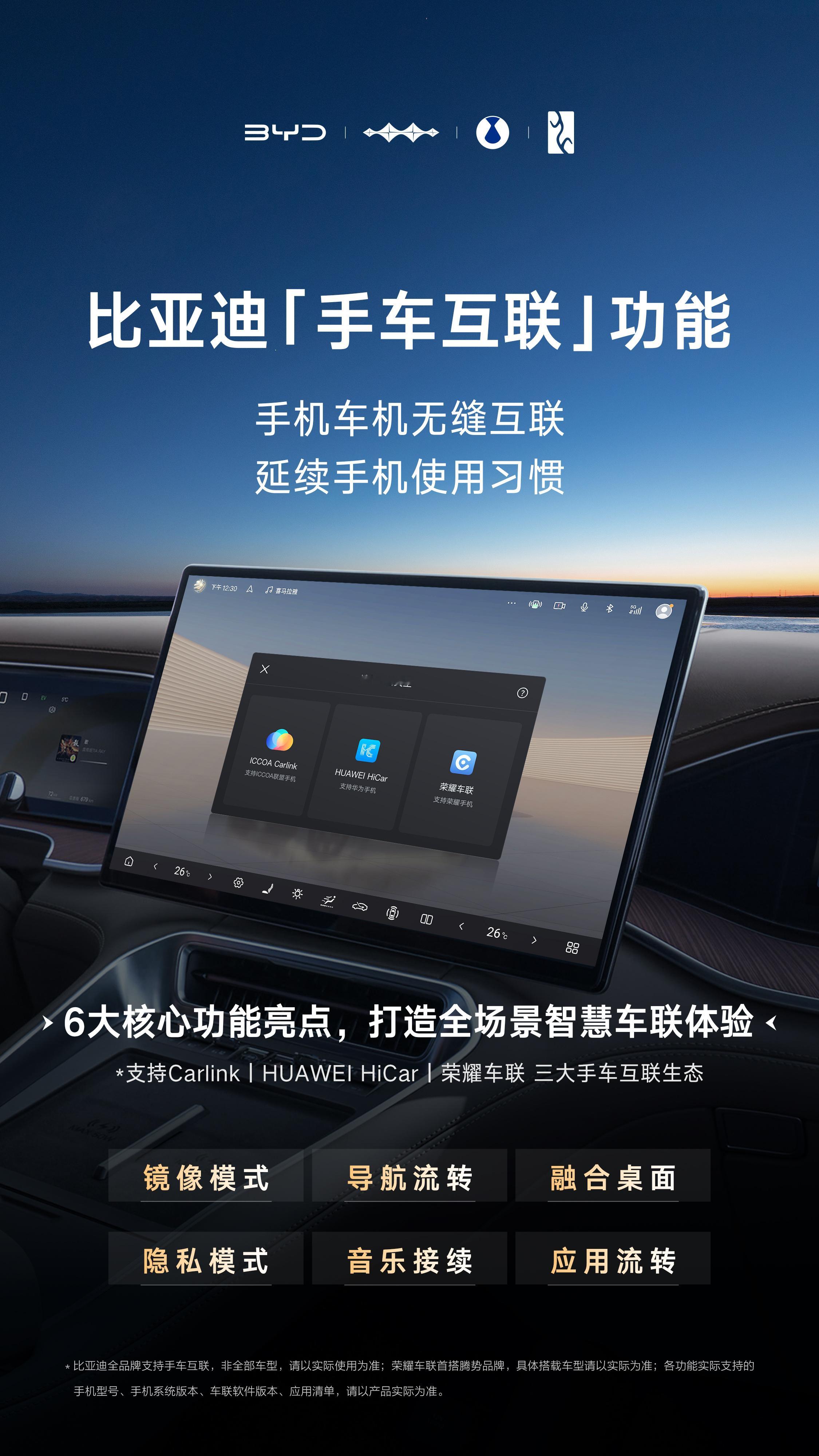 比亚迪也太厉害了，全品牌上线手车互联功能，支持华为、OPPO、荣耀、vivo、小