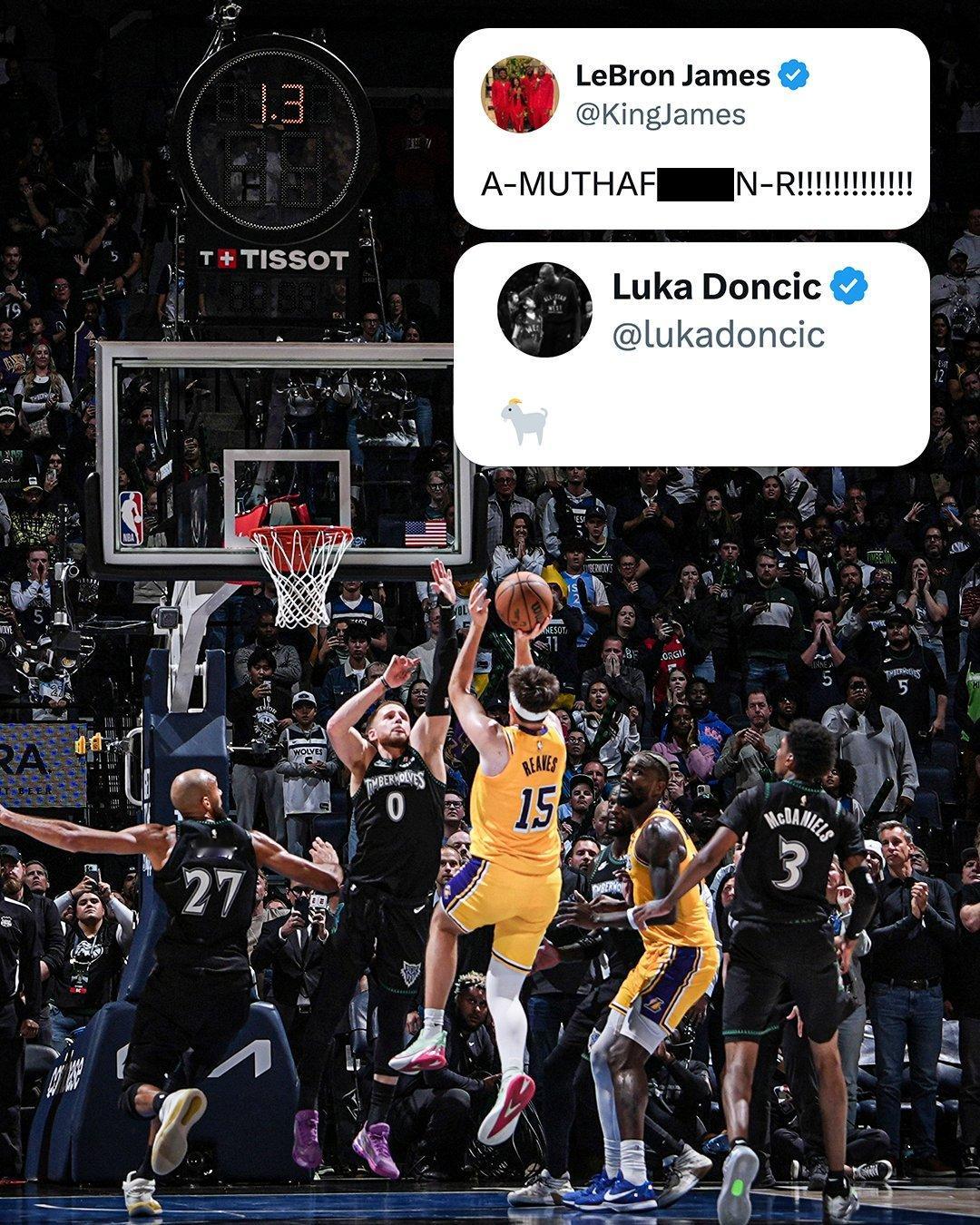 东契奇：里夫斯，你是我的神。里夫斯绝杀里夫斯绝杀森林狼湖人​​​