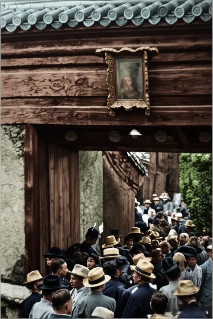 这张照片是1925年10月10日故宫博物院正式成立并首次对公众开放时的场景。当