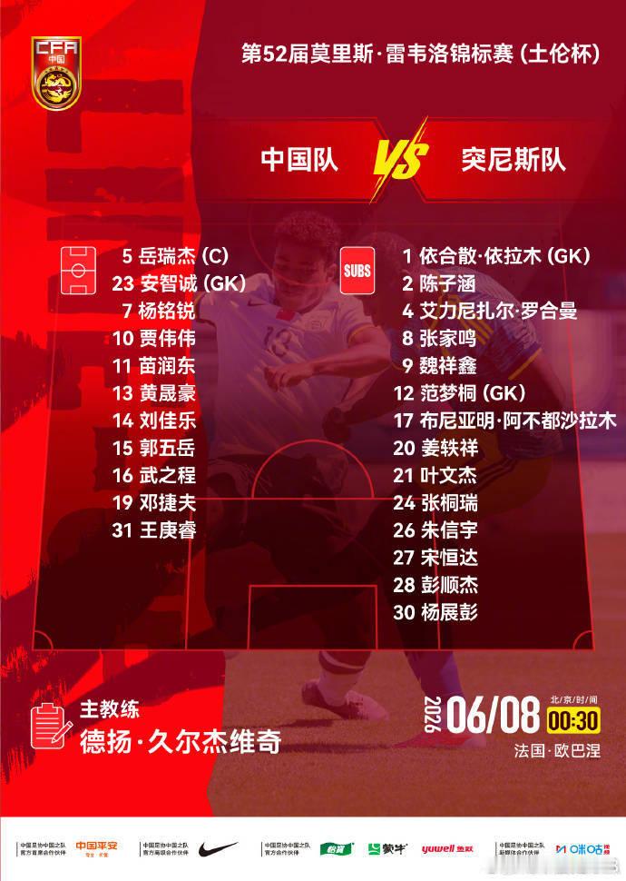 土伦杯-U19国足0-3突尼斯U232胜2负进2球丢6球收官------北京时