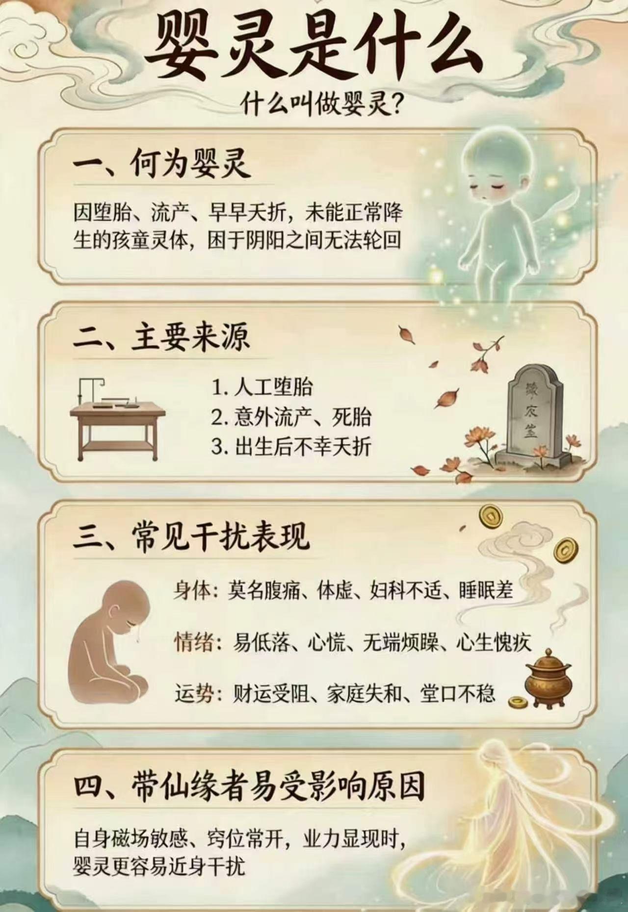 ☯️堕胎犯杀业，婴灵无功德，不能轮回投胎。孩子虽身死，因缘未了。你不处理，ta的