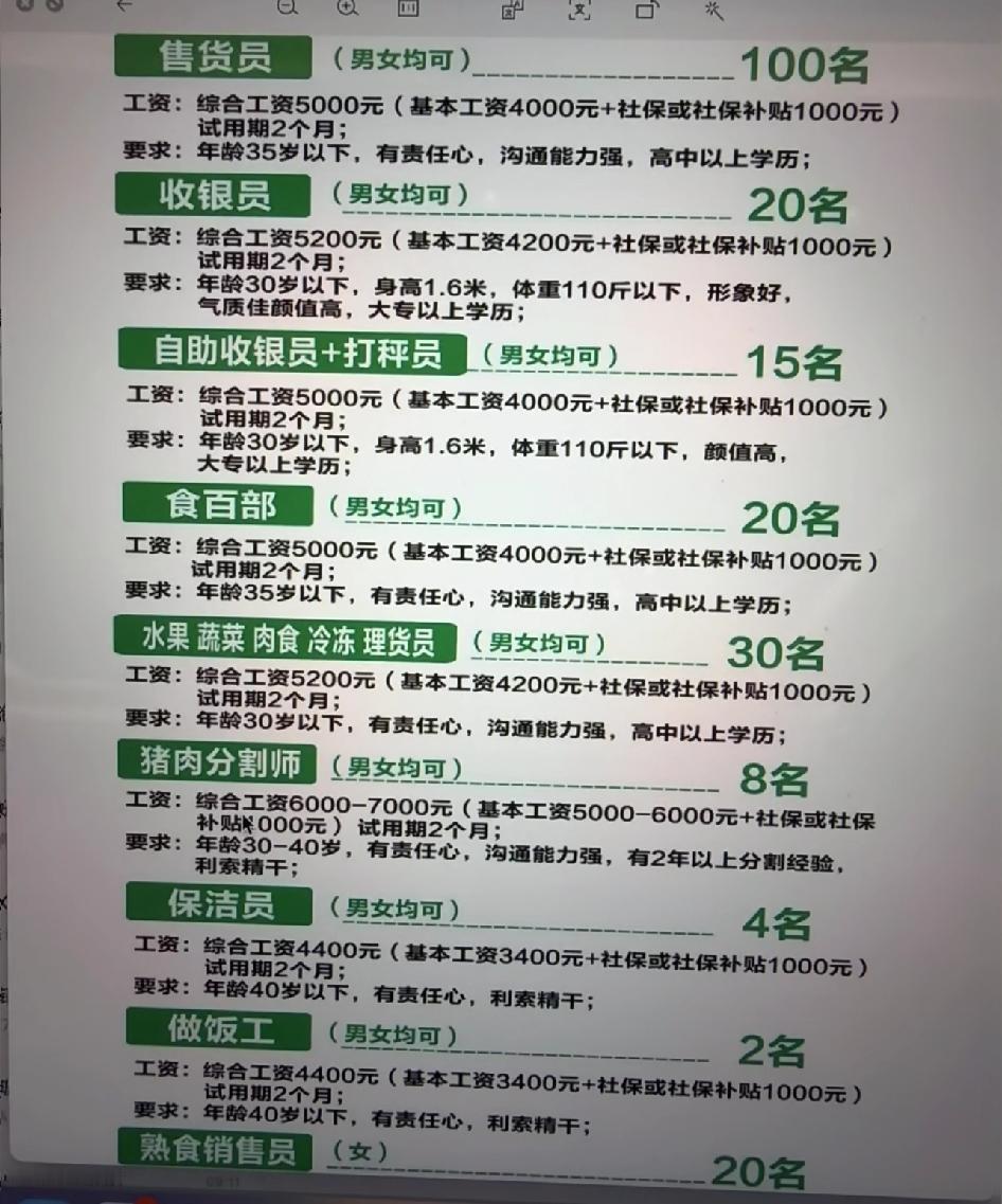 某超市的招人海报，这个年龄要求震惊了。一个普通超市参照了大厂的招人年龄结构