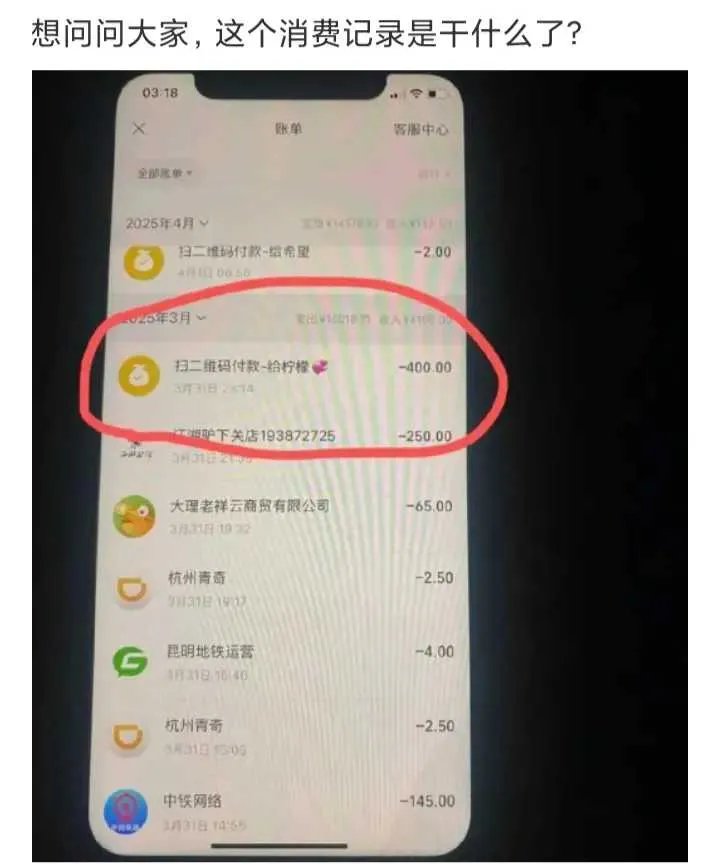 男朋友这个消费记录是干什么的