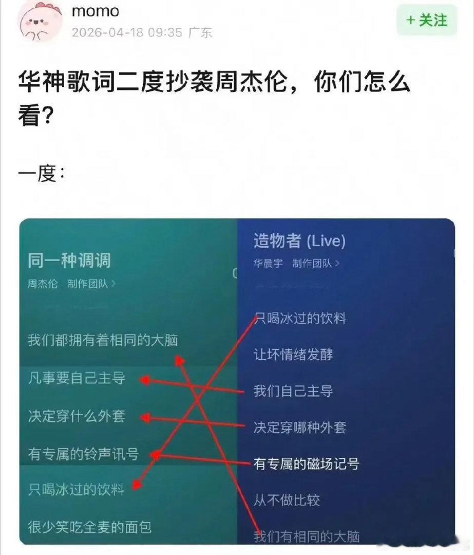 网友：周杰伦致敬乐坛领军人华晨宇。