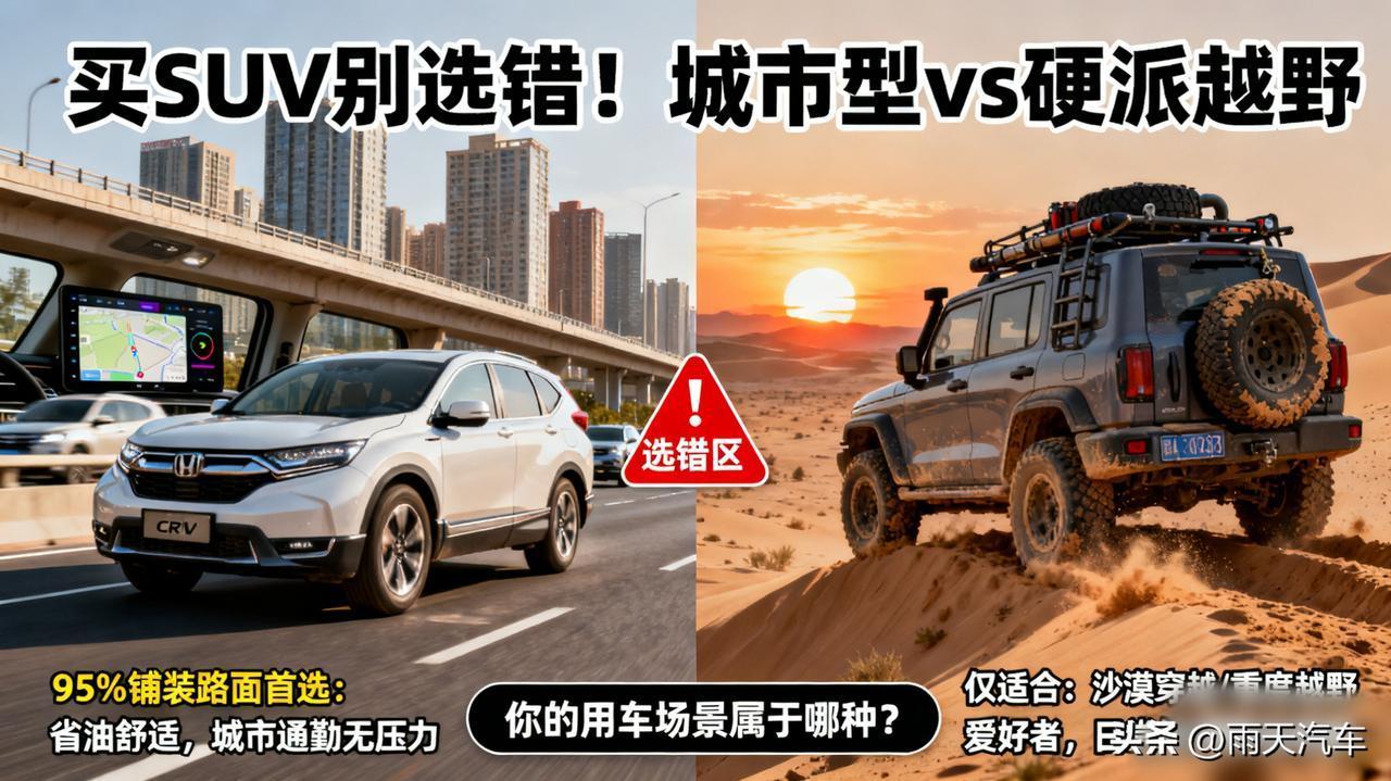 买SUV，到底选“城市型”还是“硬派越野”？90%的人选错了。如果你99%的