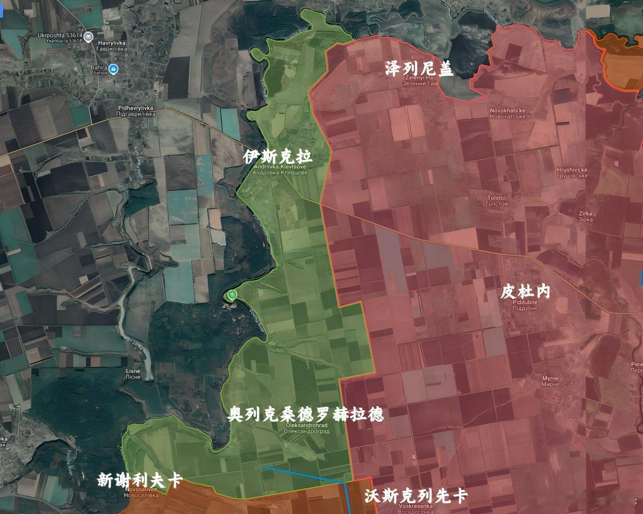 老K终于认为俄军收复了全部南顿，将沃夫恰河以东所有地区涂色来源：Kalibrat