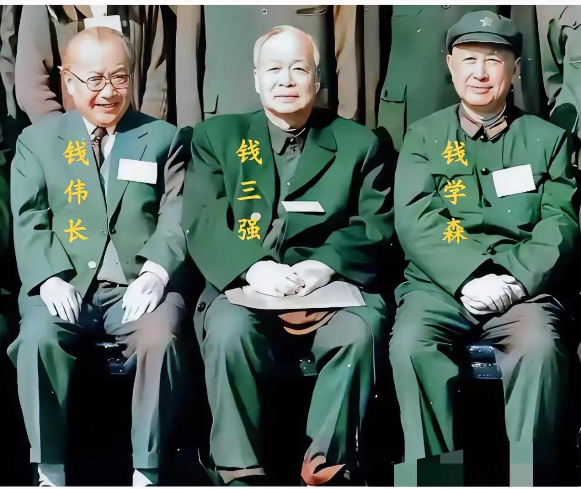 1985年，钱伟长、钱三强和钱学森出席科学研讨会，并排久坐合影时的一幕，也是十分
