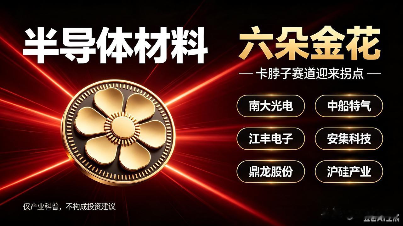 半导体材料六朵金花！卡脖子赛道迎来拐点⚠️免责声明：本文仅做半导体产业链产