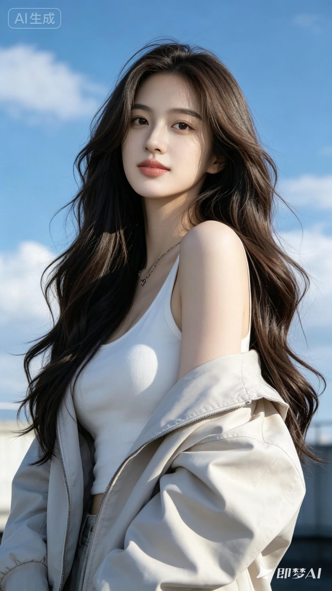 温柔甜美的邻家女孩，阳光下的清新自然