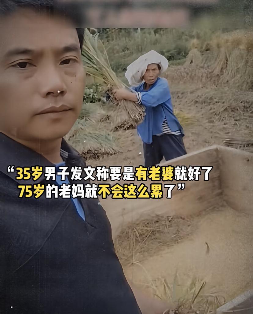 单身是有原因的！一名35岁男子看母亲在地里辛苦干活，就发视频吐槽说怪自己，可他不