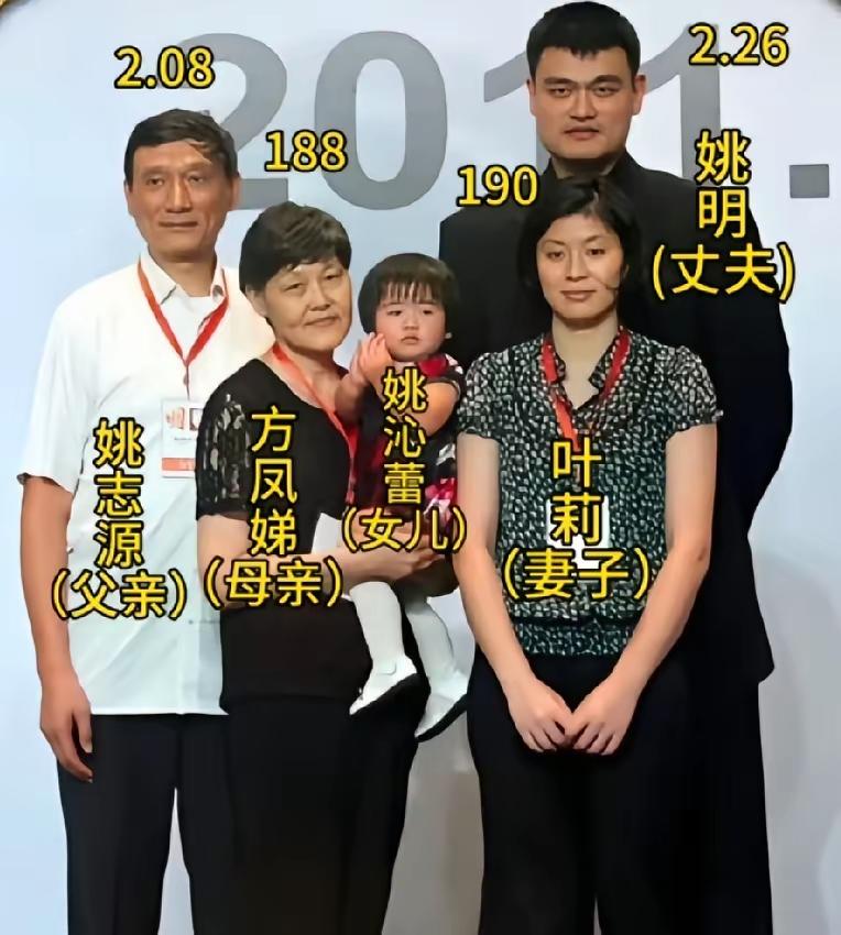 姚明早年的全家照，一大家子都是大高个，基因不会失传……