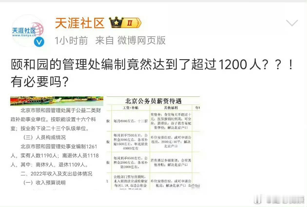 颐和园的编制人数赶上一个县城的编制人数了！不过颐和园确实是挺大的，并不是大家想