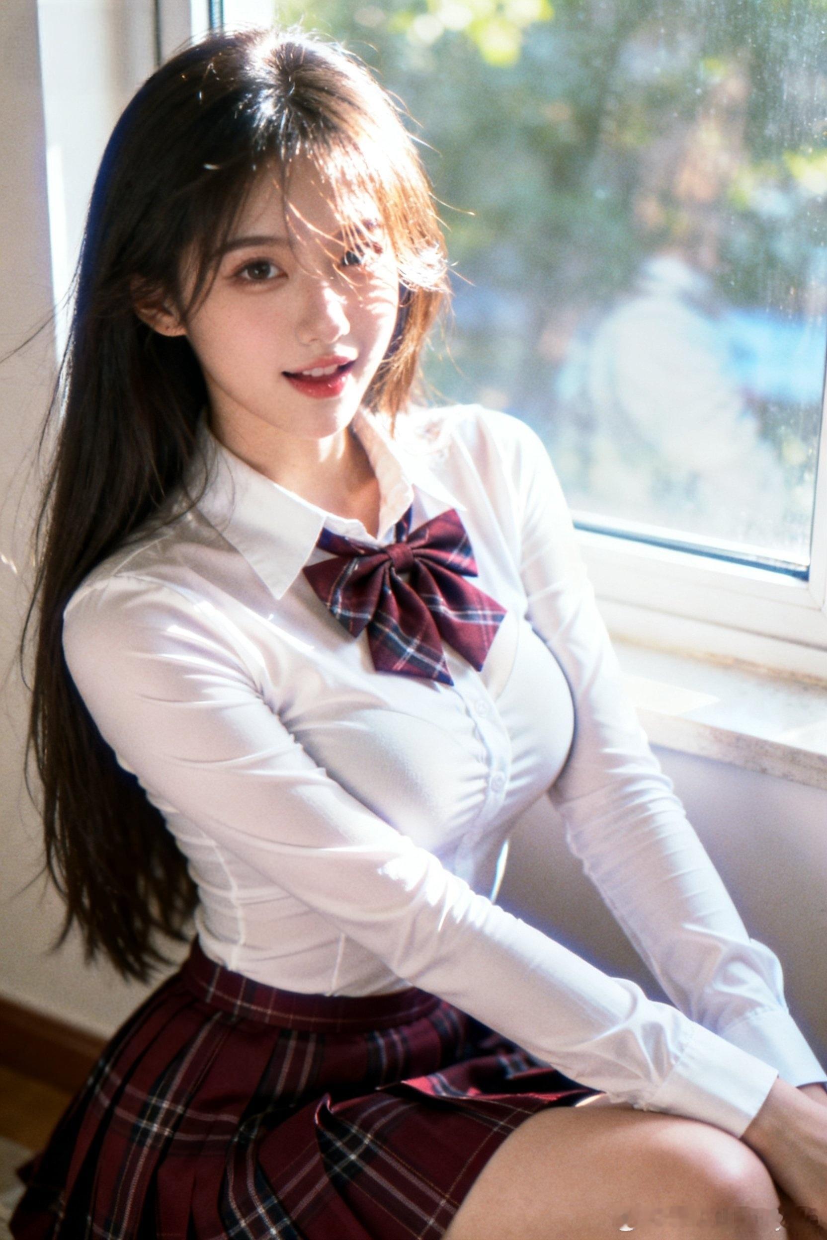 窗口边的阳光下，少女的氛围感！其实我是在想念某个人！行摄漫记聂小仙