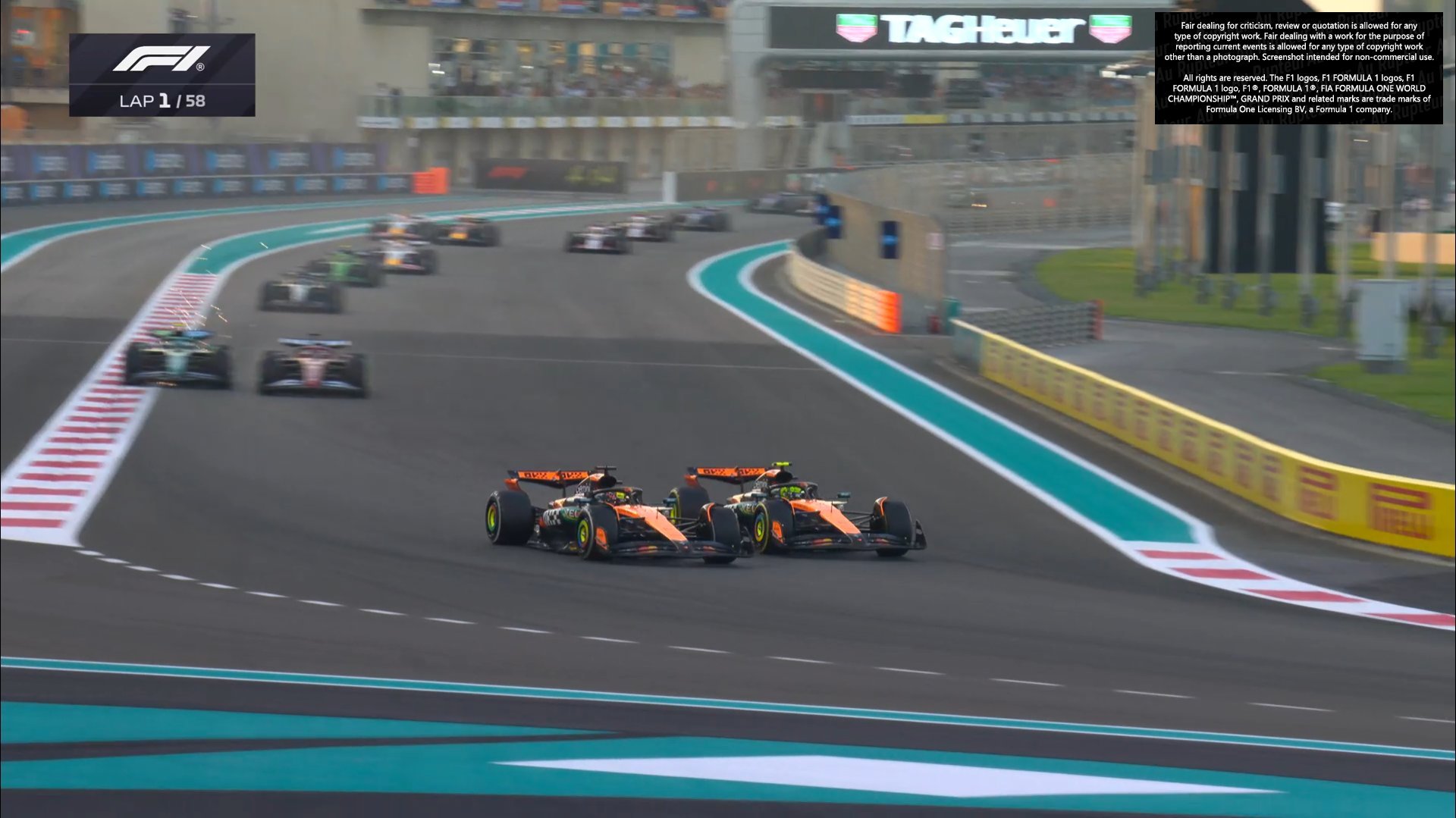 皮亚斯特里外线强吃诺里斯阿上到第二F1赛车2025F1阿布扎比大奖赛