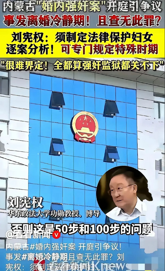 华东政法大学的刘宪权教授说：“若真把‘婚内强奸’明确写入法律条文，恐怕监狱都关不