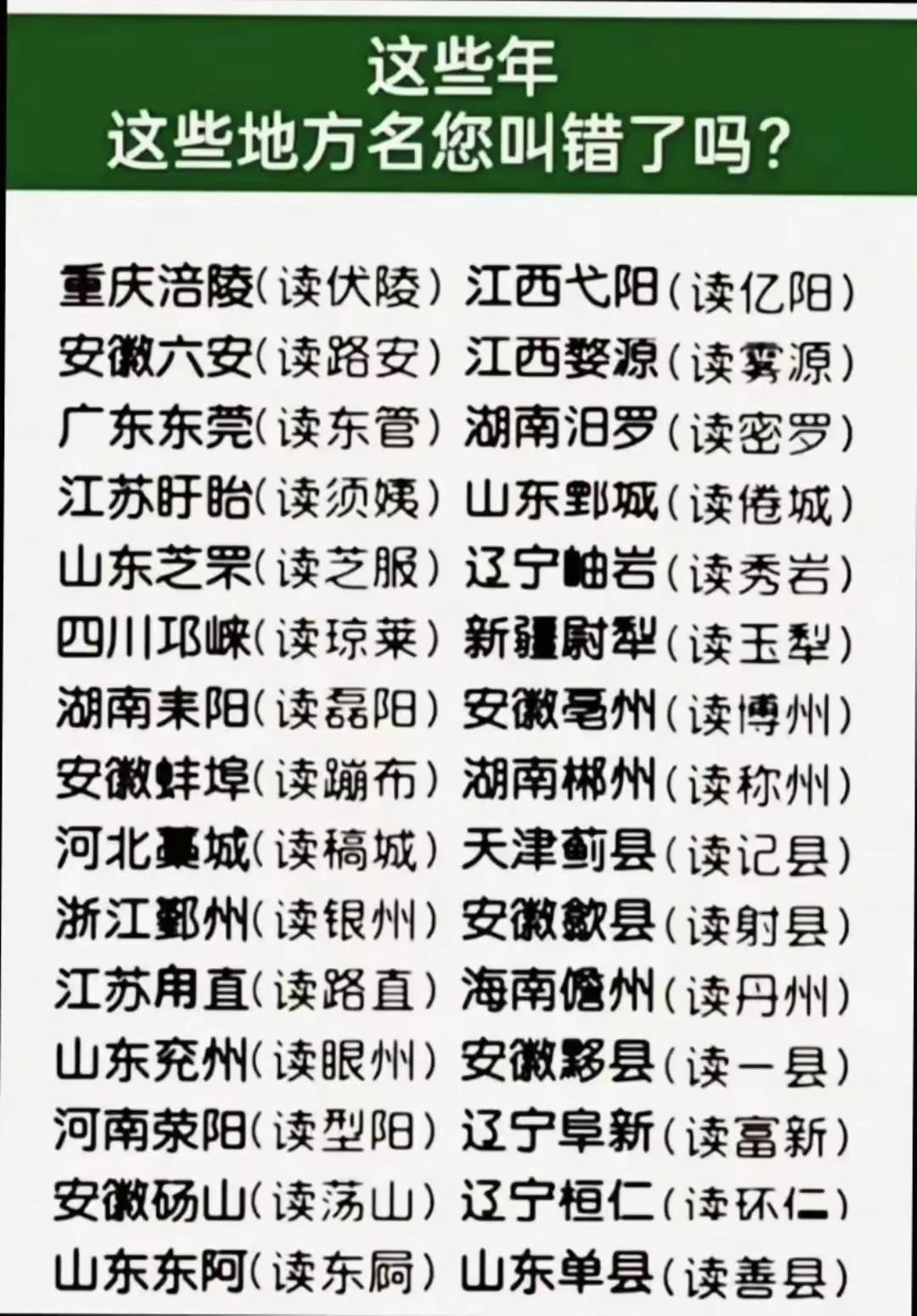 这些易叫错的地名