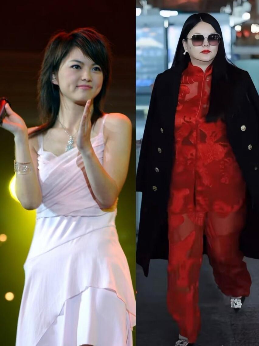 李湘从左边到右边吃胖了两个自己