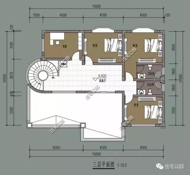 农村欧式别墅12米, 堂屋客厅,双厨房餐厅
