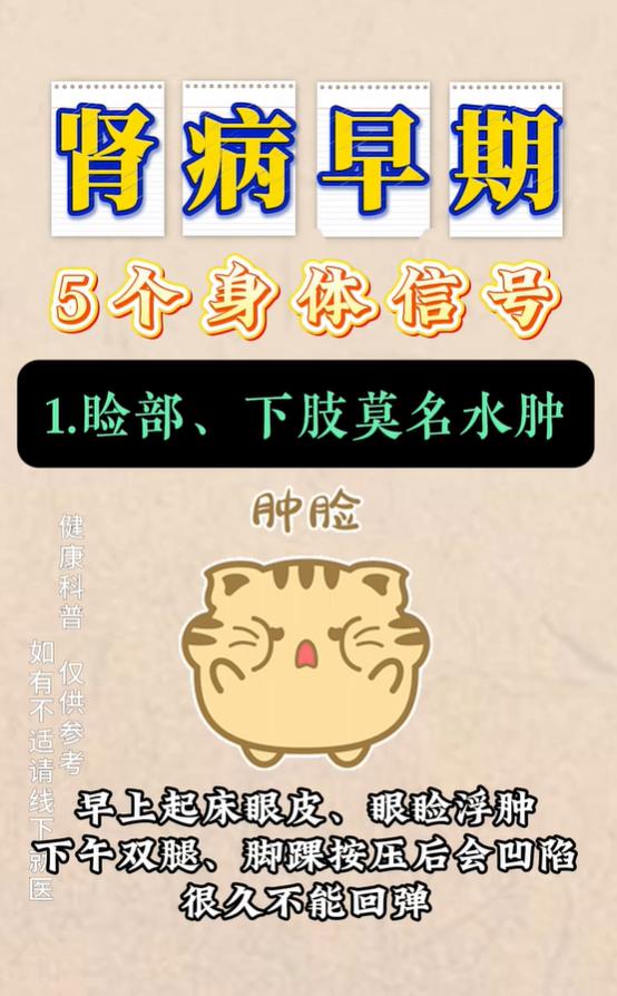 慢性肾病早期症状往往比较隐匿，很容易被人们当成疲劳、普通上火而忽略。当肾脏代谢功